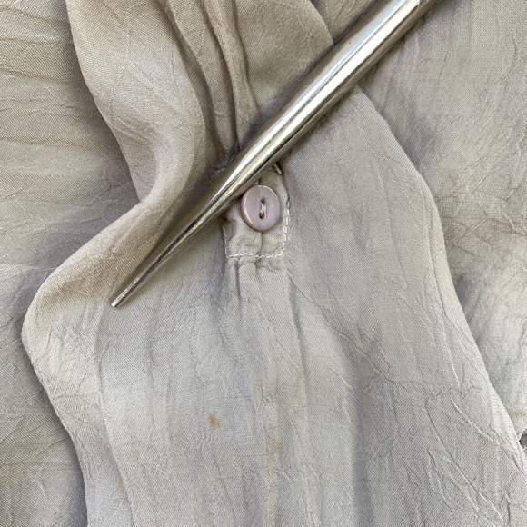 Johnny Was Embroidered Georgette Top Roll Tab Long Sleeve Small Grey Cupra Lace - Picture 11 of 13